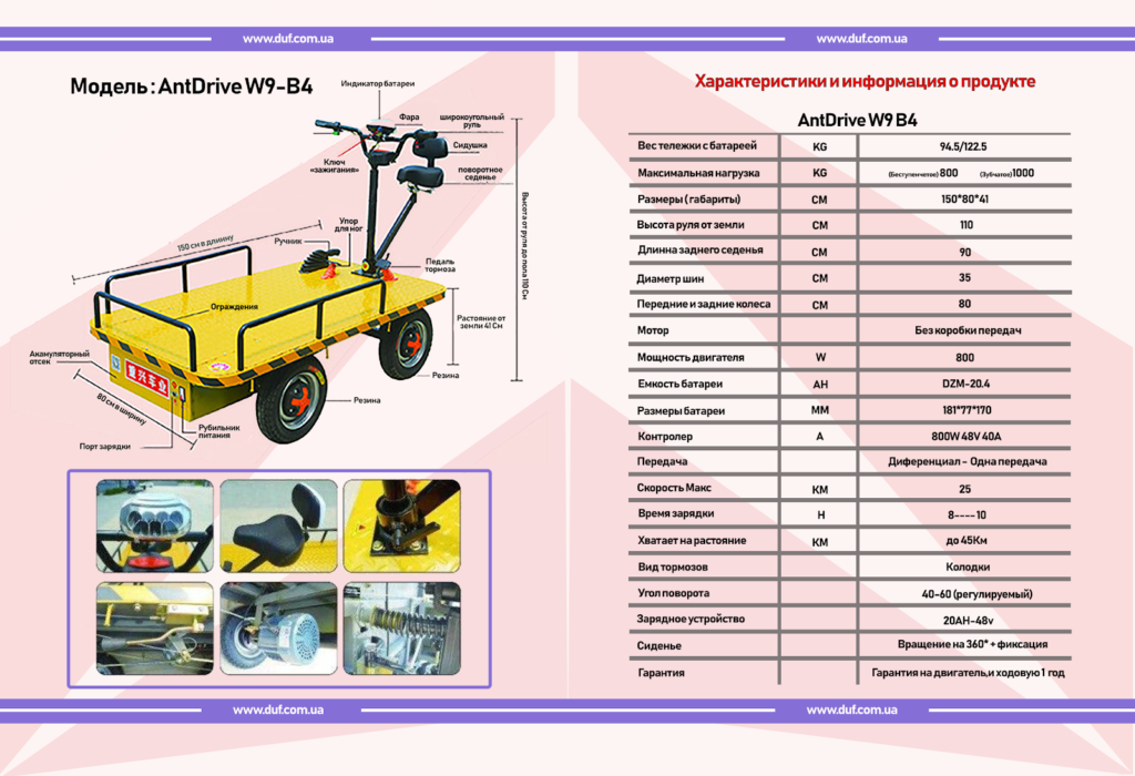 Самоходная Грузовая Электро Тележка AntDrive W9 B4